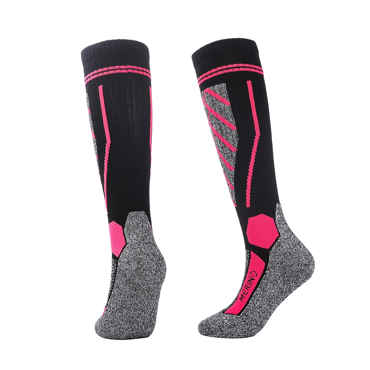 Knee High Merino Wool Ski Socks | Geometric Contrast