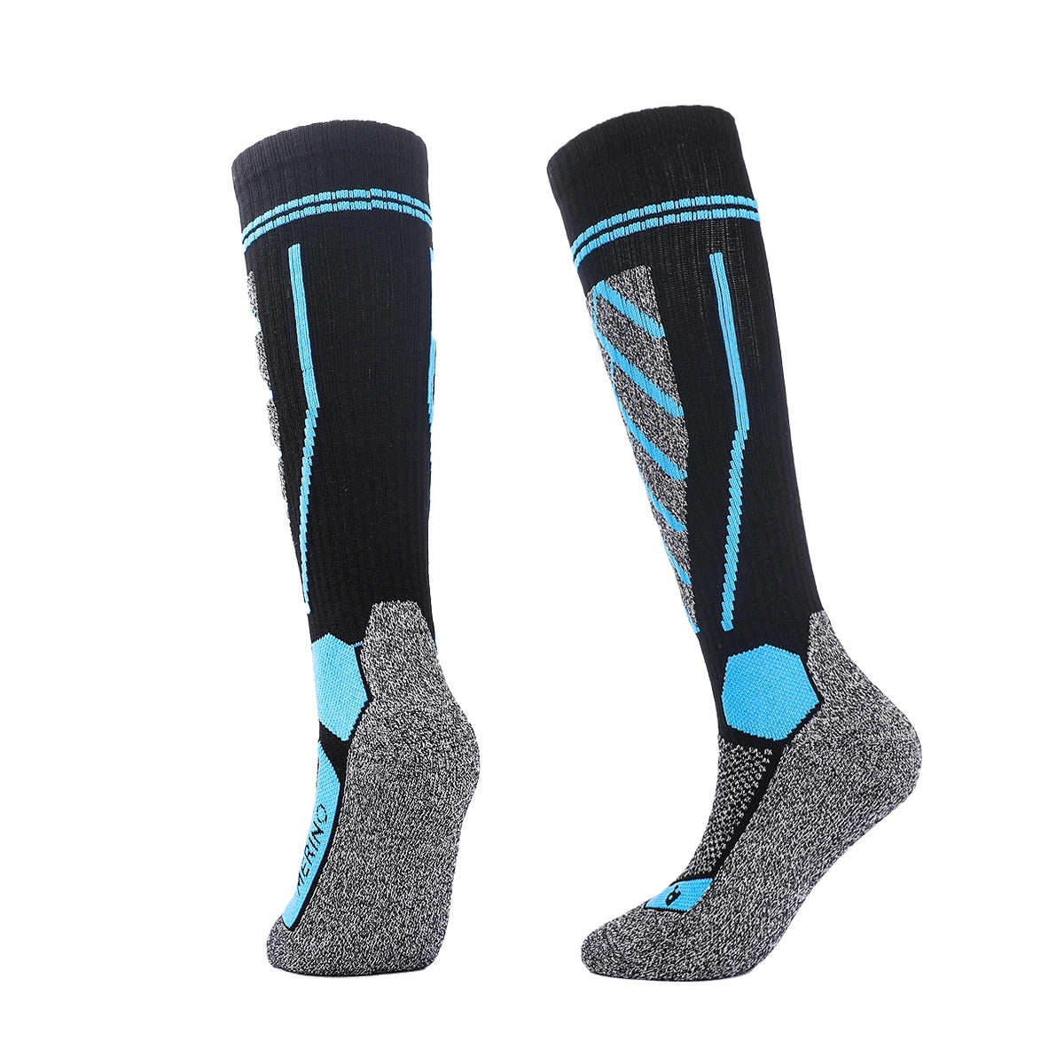 Knee High Merino Wool Ski Socks | Geometric Contrast