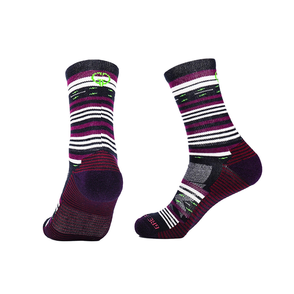 Crew Merino Wool Hiking Socks for women | Colorful Stripe Designs